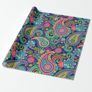 Brite Muti-farbene Paisley Geschenkpapier