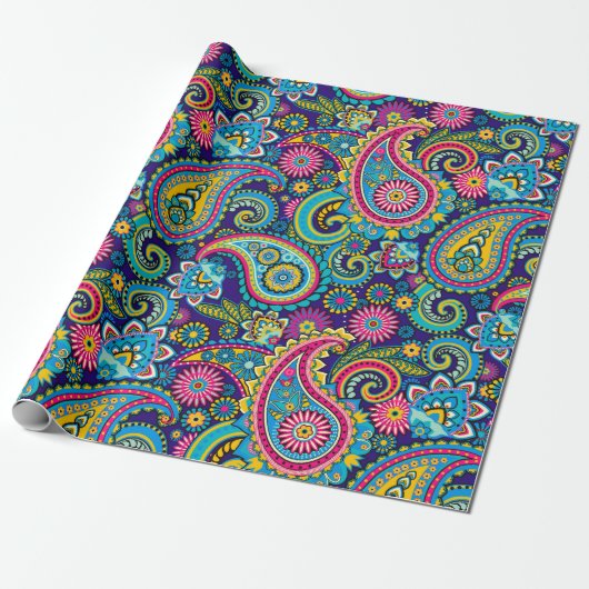 Brite Muti-farbene Paisley Geschenkpapier (Ungerollt)