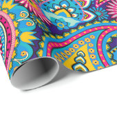 Brite Muti-farbene Paisley Geschenkpapier (Rolleneckpunkt)