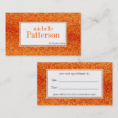 Brite Orange Glitzer Ernennung Visitenkarten Terminkarte (Vorne/Hinten)