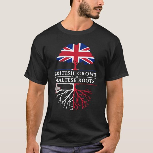 Briten gewachsen mit maltesischem Wurzel- T-Shirt (Vorderseite)