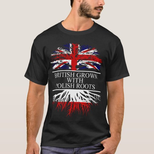 Briten wachsen mit polnischer Root-Flagge T-Shirt (Vorderseite)