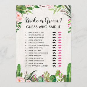 Britin oder Groom He oder She Fiesta Brautparty Ga Einladung