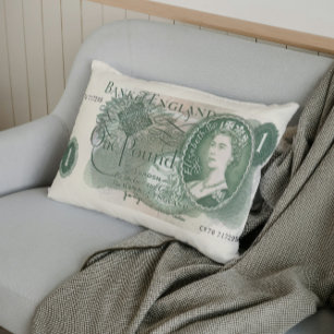 Britisch 1970 £ 1 Note Cushion - Königin Elizabeth Lendenkissen