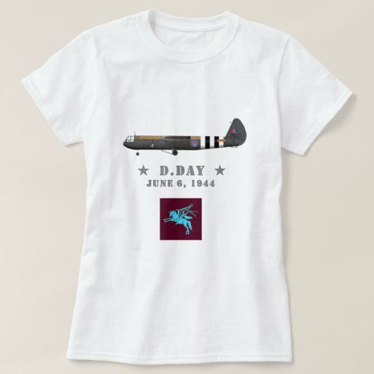 Britisch - 6. Im Flugzeug Horsa WW2 D Day Parachus T-Shirt (Design vorne)