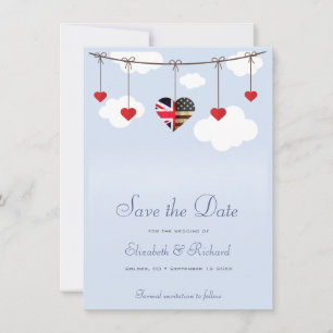 Britisch-Amerikanische Hochzeit - Termin vormerken Save The Date