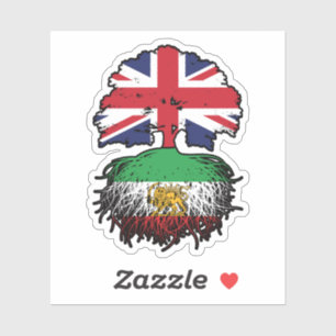 Britisch aufgewachsen, iranische Wurzeln, Löwe und Aufkleber