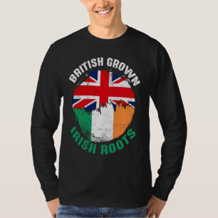 Britisch Aufgewachsen Irische Wurzeln Vintage-Flag T-Shirt