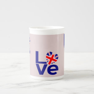 Britisch Blau LIEBE UK-Flagge Herz Porzellantasse