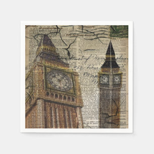 Britisch-England-Langdon-Uhrturm Big ben Serviette