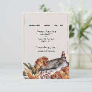 Britisch-gedecktes Dach-Hochzeit rettet das Datum Save The Date