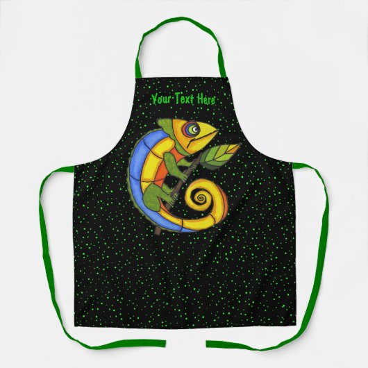 Britisch gefärbte Fantasy Lizard Twig Leaf Dots Schürze (Vorderseite)