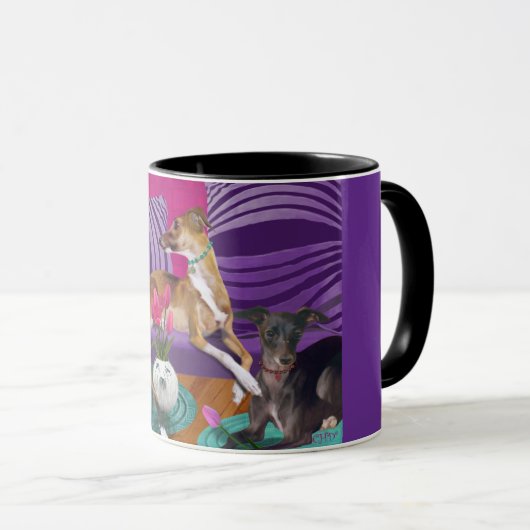 Britisch gefärbte Greyhound Coffee Tasse (VorderseiteRechts)