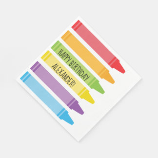 Britisch gefärbte Rainbow Crayons Geburtstagsparty Serviette