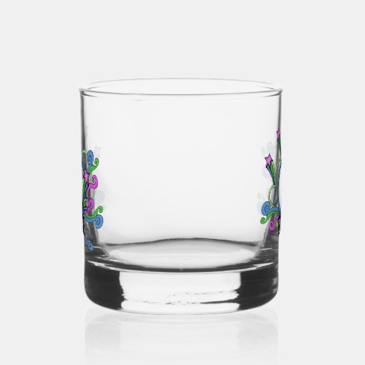 Britisch gefärbte Schilder-Design-Stars Scrolls Whiskyglas (Links)