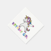 Britisch gefärbtes Dabbing Unicorn Geburtstagsmädc Serviette (Ecke)