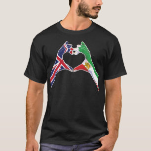 Britisch-iranische Einheit Herz mit Löwe und Sonne T-Shirt