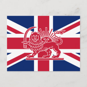 Britisch-Iranische Heritage-Flagge Löwe und Sonn Postkarte
