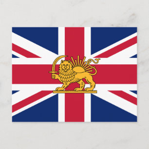 Britisch-Iranische Heritage-Flagge   Löwe und Sonn Postkarte