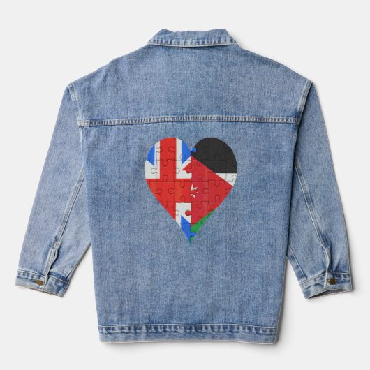 Britisch-jordanisches Flaggenherz Jeansjacke (Rückseite)