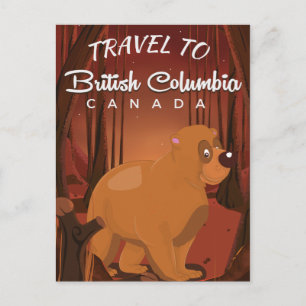 Britisch-Kolumbien-Reiseplakat für Vintagen Cartoo Postkarte