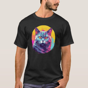 Britisch Kurzhaar Katze Bunte Kunst, Katzenliebhab T-Shirt