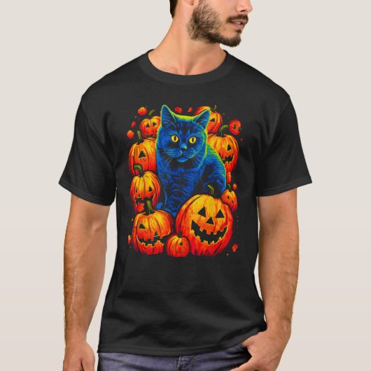 Britisch Kurzhaar Katze Halloween T-Shirt (Vorderseite)