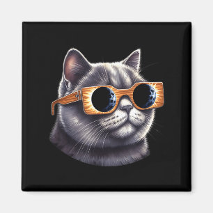 Britisch Kurzhaar Katze mit Sonnenfinsternis Brill Magnet