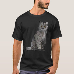 Britisch Kurzhaar Katze Polygon Geometrisches Kätz T-Shirt