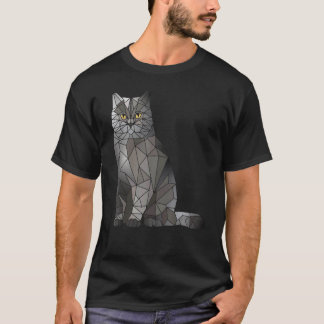 Britisch Kurzhaar Katze Polygon Geometrisches Kätz T-Shirt