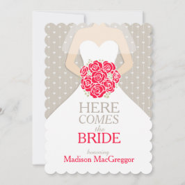 Britisch-rotes Bouquet-Grafik-Brautparty einladen Einladung