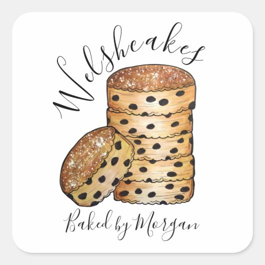 Britisch-walisische Cakes Welshcakes hausgemachte, Quadratischer Aufkleber (Vorderseite)