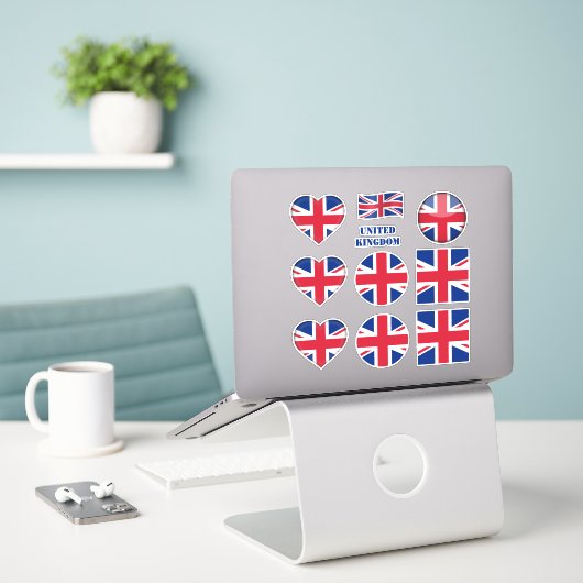 Britische Aufkleber, britisches Flaggenherz/Sport Aufkleber (Laptop auf Schreibtisch)