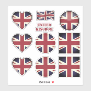 Britische Aufkleber, britisches Flaggenherz/Sport Aufkleber