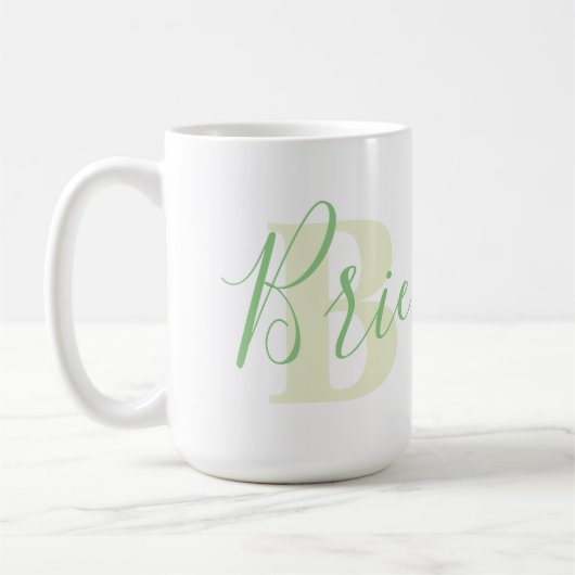 Britische Bedeutung und grüner Text in Monogramm Kaffeetasse (Links)