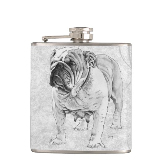 Britische Bulldogge Flachmann (Vorderseite)