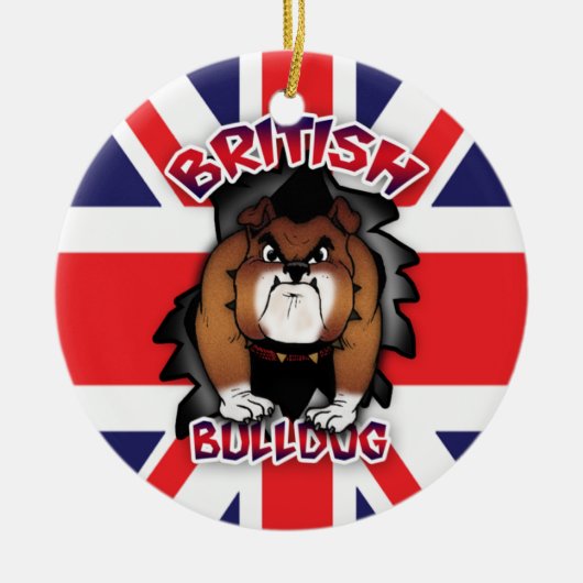 Britische Bulldogge - Gewerkschafts-Jack - Keramik Ornament (Vorne)