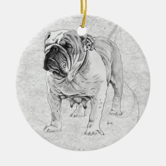 Britische Bulldogge Keramikornament (Vorne)