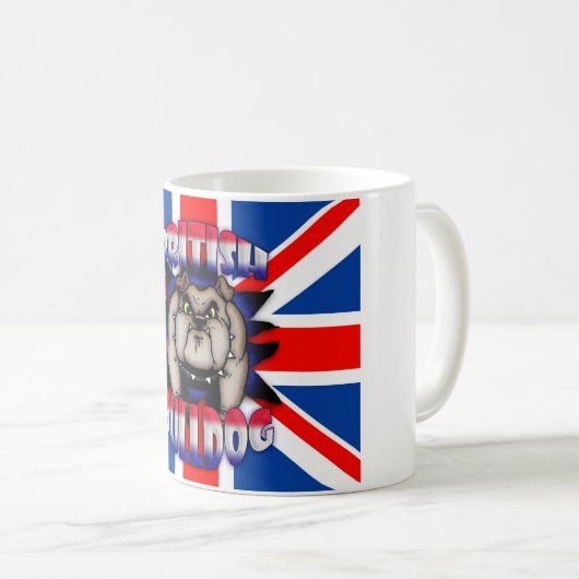 Britische Bulldoggen-Tasse, mit Gewerkschafts-Jack Kaffeetasse (VorderseiteRechts)