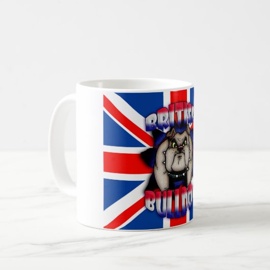 Britische Bulldoggen-Tasse, mit Gewerkschafts-Jack Kaffeetasse (Vorderseite Links)