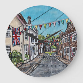Britische Bunting Original Acrylmalerei Große Wanduhr