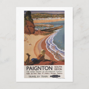 Britische Eisenbahn Girl Blick über die Klippe Postkarte