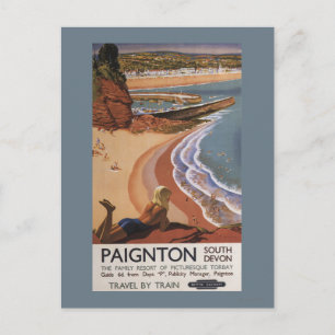 Britische Eisenbahn Girl Blick über die Klippe Postkarte