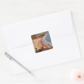 Britische Eisenbahn Girl Blick über die Klippe Quadratischer Aufkleber (Umschlag)