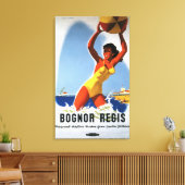 Britische Eisenbahn-Girl und Beachball-Poster Leinwanddruck (Insitu (Wohnzimmer))
