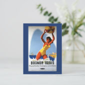 Britische Eisenbahn-Girl und Beachball-Poster Postkarte (Stehend Vorderseite)