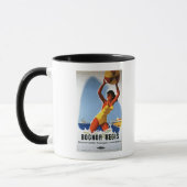 Britische Eisenbahn-Girl und Beachball-Poster Tasse (Links)