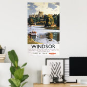 Britische Eisenbahn Windsor Castle Thames Poster (Heimbüro)