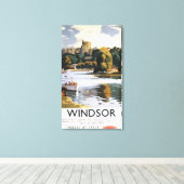 Britische Eisenbahn Windsor Castle Thames Poster Leinwanddruck (Insitu (Holzboden))