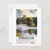 Britische Eisenbahn Windsor Castle Thames Poster Postkarte (Vorne/Hinten)